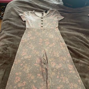 Art class ribbed floral romper L 10-12